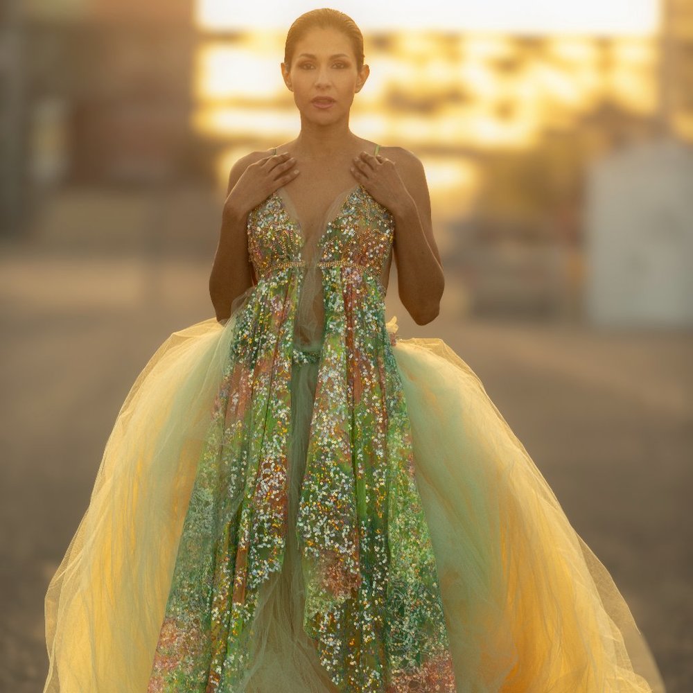 "CINDLE" Sequin Tie Dye Rainbow Wedding Ballgown Set - Picture 11 of 16